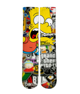 Bart Simpson mash up Socks-Custom Elite Crew socks - Dope Sox Official-Elite custom socks
