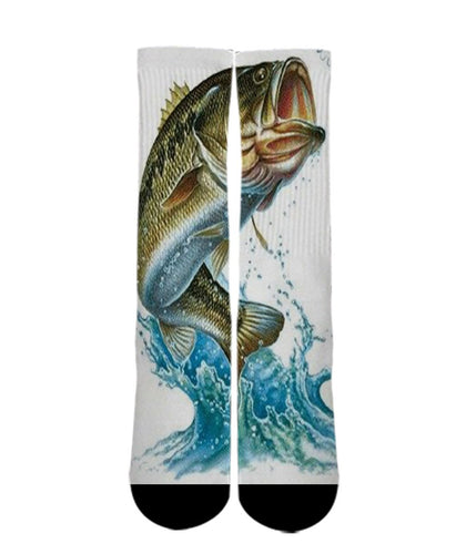 Animal Print Socks-Bass Fishing sock design-Custom Elite Crew socks - Dope Sox Official-Elite custom socks