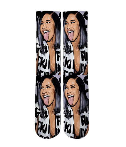 Cardi B whats up Elite socks - Dope Sox Official-Elite custom socks