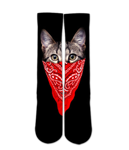 Animal Print Socks-My cat is gangster sock design-Custom Elite Crew socks - Dope Sox Official-Elite custom socks