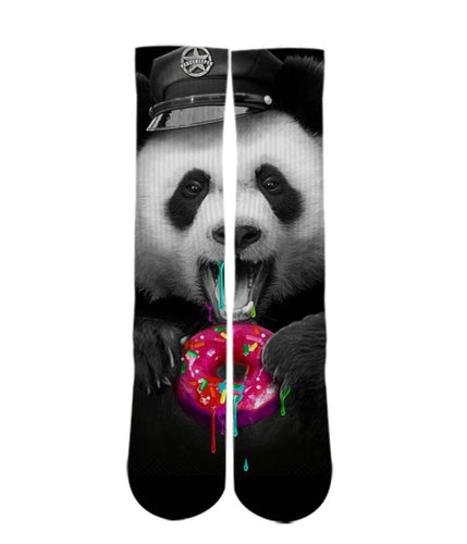 Animal Print Socks-Police Panda Bear sock design-Custom Elite Crew socks - Dope Sox Official-Elite custom socks