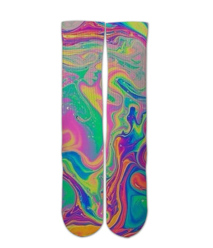 Cool Design Socks - Liquid Rainbow Pattern sock design - 3d printed socks - Men/Women/Kids - Dope Sox Official-Elite custom socks