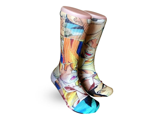 Dragon Ball Z comic book strip -Custom Elite Crew socks - Dope Sox Official-Elite custom socks