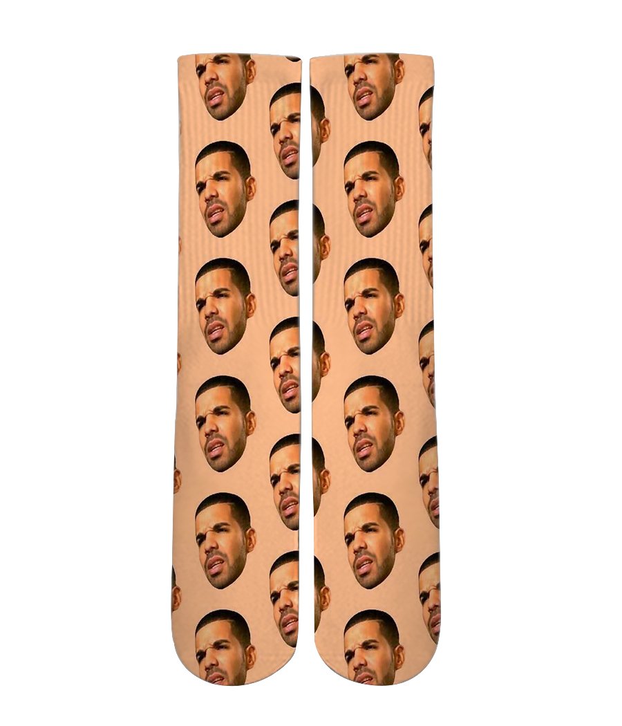 Drake Meme mash up Elite printed crew socks - Dope Sox Official-Elite custom socks