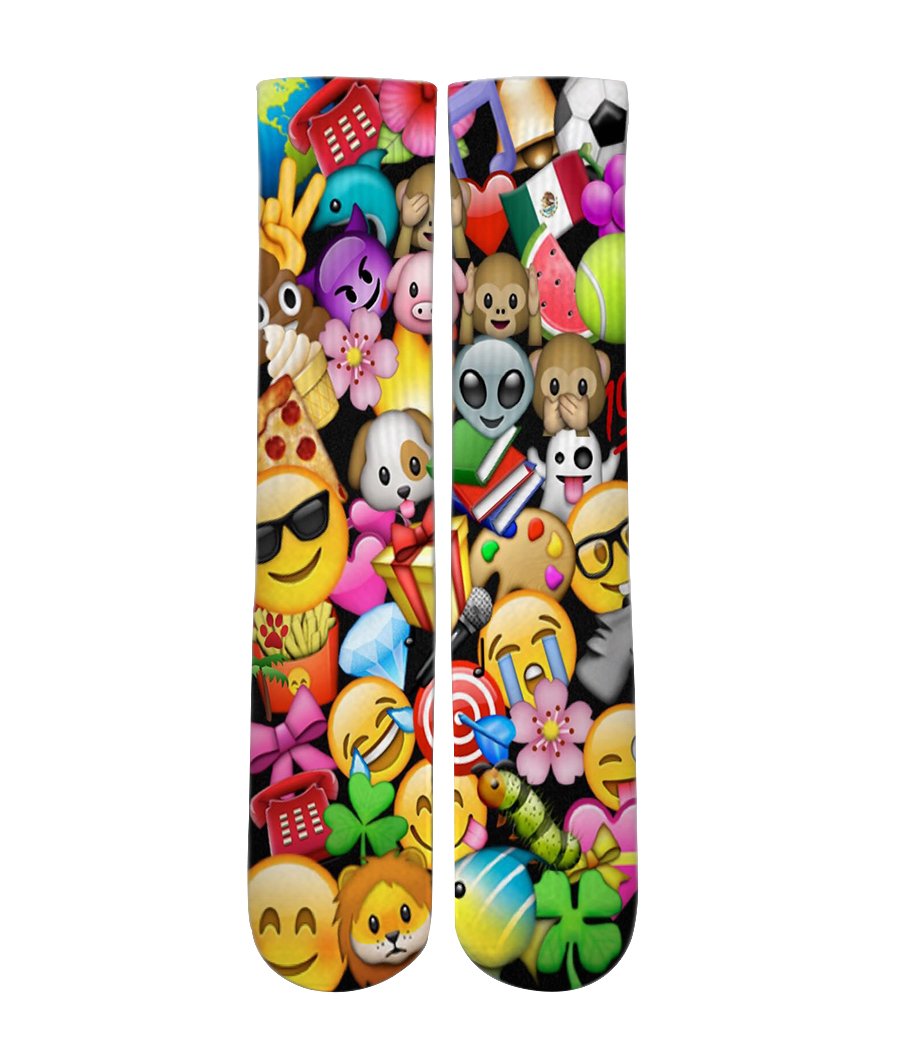 Emoji icon mash up Elite printed crew socks - Dope Sox Official-Elite custom socks