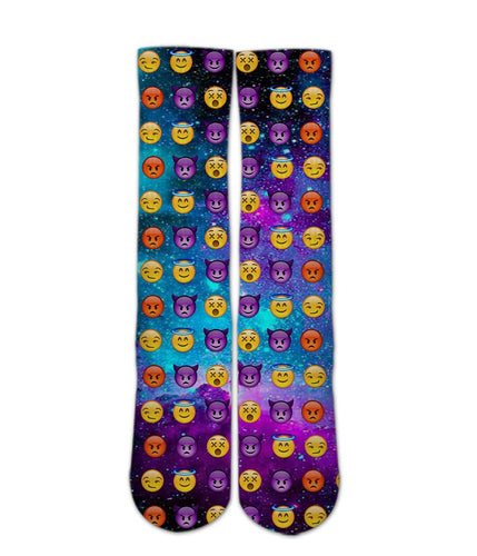 Emoji Printed Socks-Emoji Galaxy sock design-Custom Elite Crew socks - Dope Sox Official-Elite custom socks