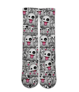 Emoji Printed Socks-Emoji ghost sock design-Custom Elite Crew socks - Dope Sox Official-Elite custom socks