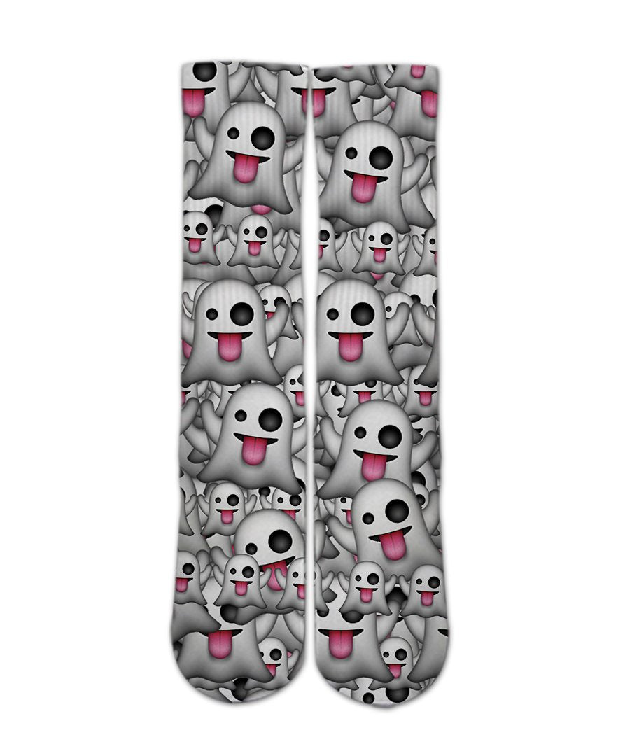 Emoji Printed Socks-Emoji ghost sock design-Custom Elite Crew socks - Dope Sox Official-Elite custom socks