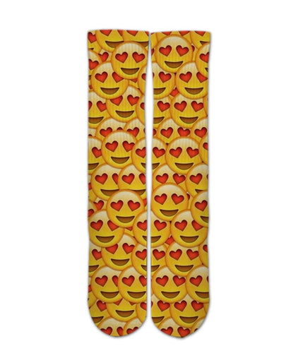 Emoji Printed Socks-Emoji heart face sock design-Custom Elite Crew socks - Dope Sox Official-Elite custom socks