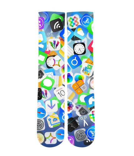 iPhone app Emoji mash up Elite printed crew socks - Dope Sox Official-Elite custom socks