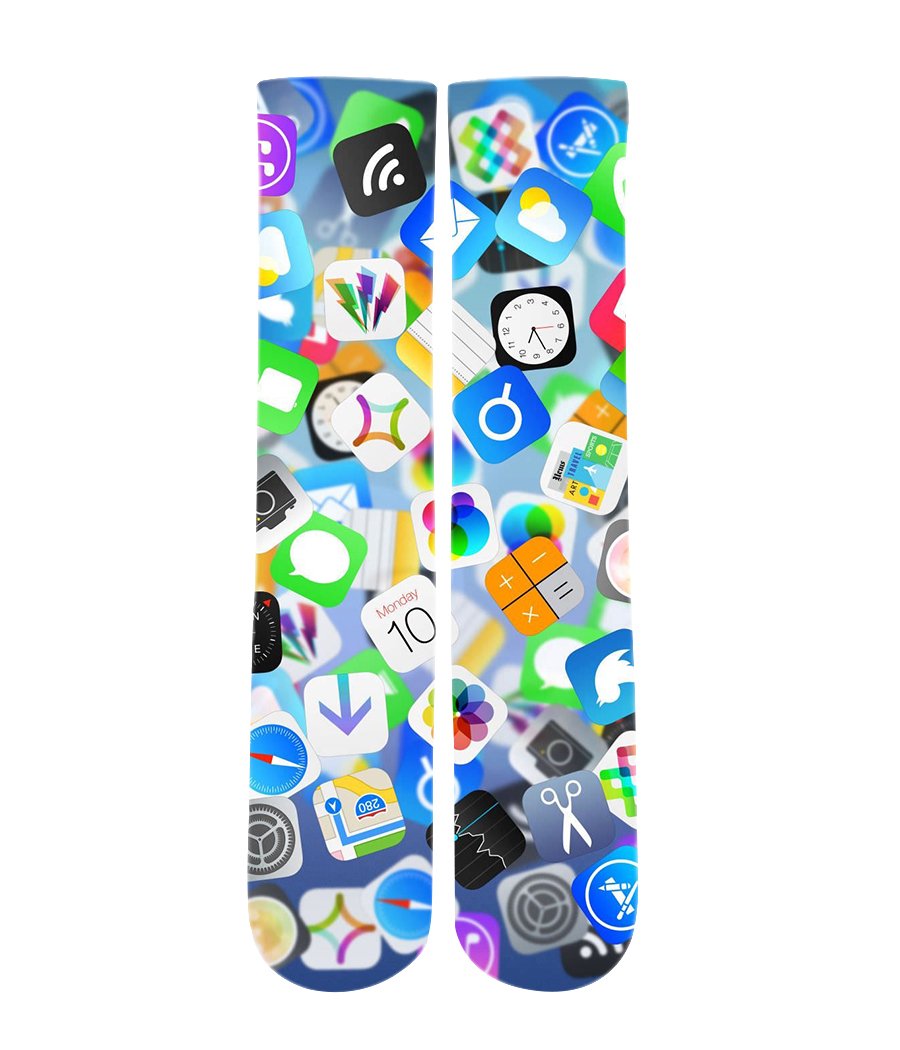 iPhone app Emoji mash up Elite printed crew socks - Dope Sox Official-Elite custom socks