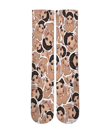 Kim kardashian Elite printed crew socks - Dope Sox Official-Elite custom socks