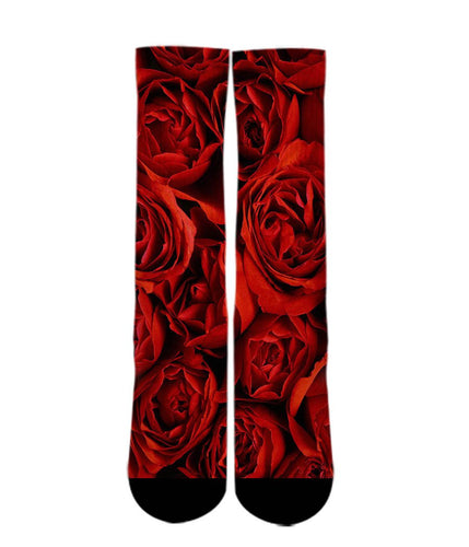 Cool Design Socks-Red Rose sock design-3d printed socks - Dope Sox Official-Elite custom socks