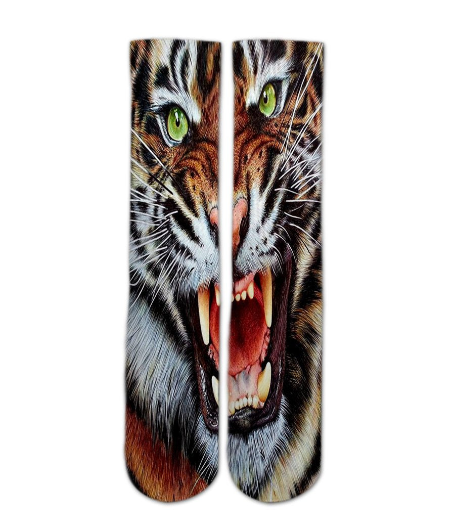 Animal Print Socks-Crazy Tiger sock design-Custom Elite Crew socks - Dope Sox Official-Elite custom socks