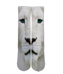 Animal Print Socks-White lion sock design-Custom Elite Crew socks - Dope Sox Official-Elite custom socks